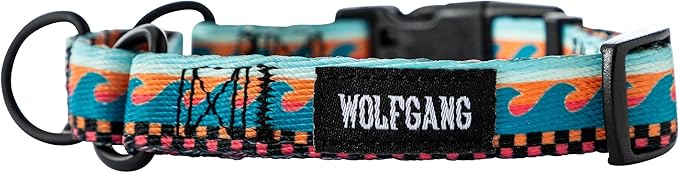 Wolfgang Heavy Duty Martingale Dog Collar with Quick Release Nylon Buckle for Walking & Training, BuenaOnda Print, X-Large