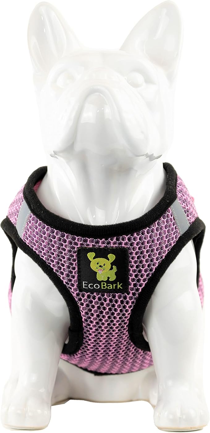 EcoBark Step in Dog Harness - Eco-Friendly Teacup Dog Harnesses for XXS, XS, and Small Dogs - Reflective and Adjustable Mini Body Halter Vest -Tiny Soft Mesh Toy Breed Harness (Lilac Pink, XXS)