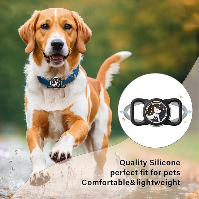 Waterproof Airtag Dog Collar Holder, Silicone & ABS Airtag Holder for Dog & Cat Collars, Ultra-Durable, Lightweight and Protective Airtag Case (Black-1, Regular)