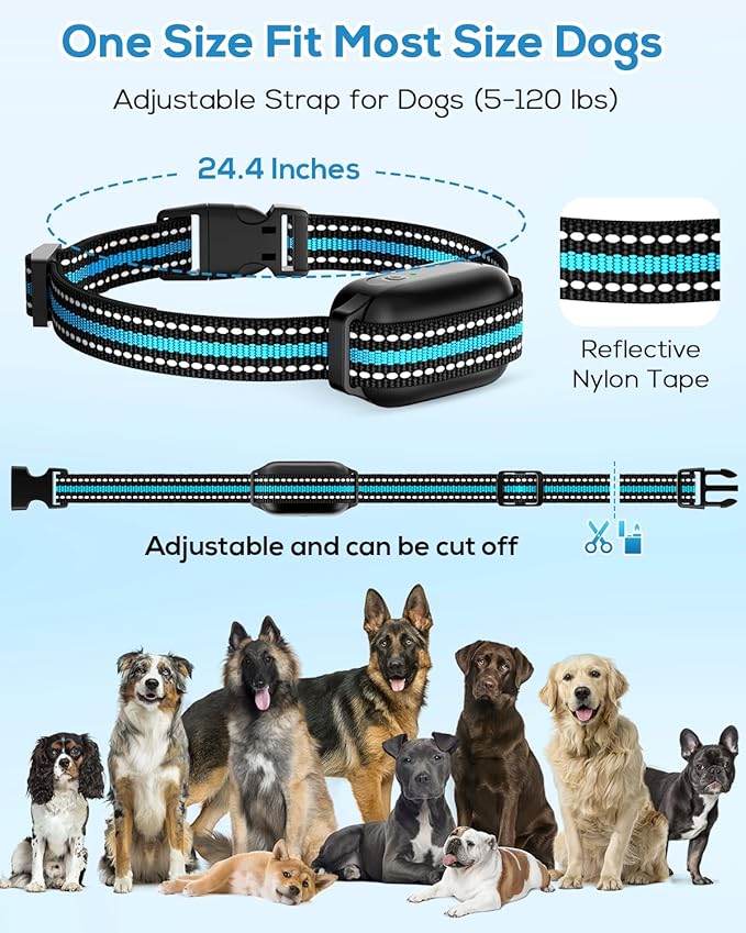 Dog Shock Collar for 2 Dogs (5-120lbs) 3300FT Dog Training Collar with Remote, Rechargeable E-Collar Waterproof Collars with 3 Training Modes for Large Medium Small Dog-Blue