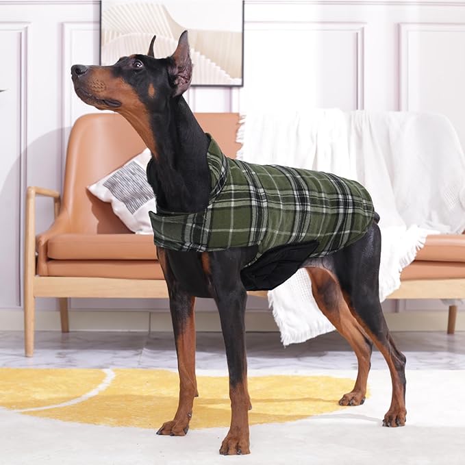 Kuoser Waterproof Dog Coat, Reversible Dog Jacket for Medium Dogs, Adjustable Durable Doggie Winter Coat Warm Puppy Cold Weather Apparel from Small to Large Breed, Blue M