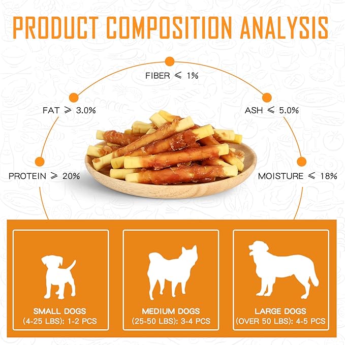 Dog Treats Chicken Wrapped Biscuits Pumpkin Sticks, Rawhide Free Soft Chewy w/Taurine, Dog Training Treats,12.5 oz