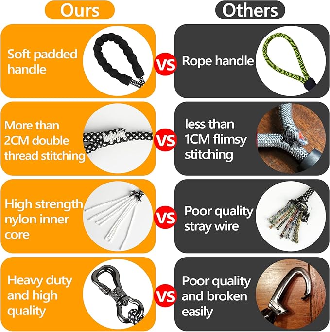 NTR 8FT Heavy Duty Dog Leash, Olive Rope Dog Leash with Swivel Lockable Hook and Comfortable Padded Handle, Cat Puppy Leash Lead for Small Medium Large Dogs Training, Playing, Camping,or Backyard