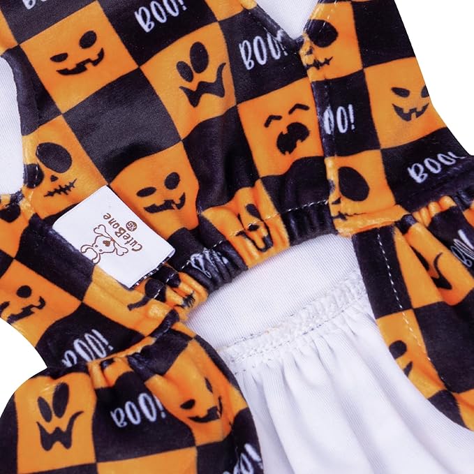 CuteBone Turtleneck Dog Velvet Dress Halloween Puppy Skirt Costume Pet Clothes Cat Apparel with Bow Hair Rope for Small Dogs CVD10XS