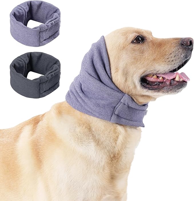 2 PCS Ear Wrap for Dogs, Adjustable Dog Ear Cover for Noise Protection, Soft Comfort Dog Anxiety Relief Hoodie and Force Drying Headband,S
