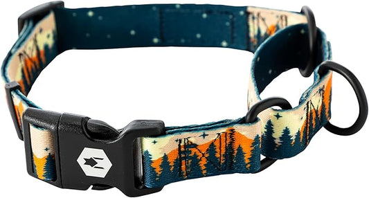 Wolfgang Heavy Duty Martingale Dog Collar with Quick Release Nylon Buckle for Walking & Training, Overland Print, Extra Large