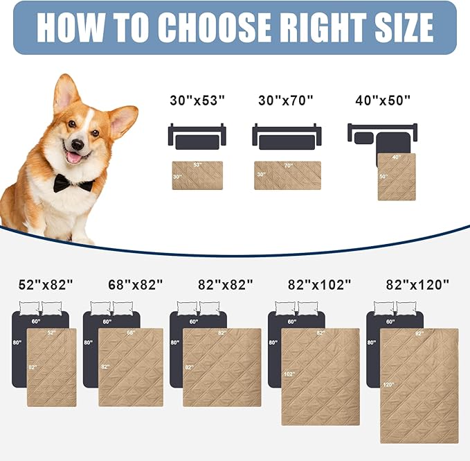 Smiry Waterproof Dog Blanket, Reversible Dog Bed Cover Pet Blanket, Soft Pet Couch Covers for Sofa Washable, Bed Couch Sofa Furniture Protector for Puppy Cat Kids (82"x120", Camel/Beige)