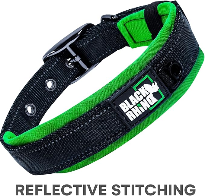 Black Rhino - The Comfort Collar Ultra Soft Neoprene Padded Dog Collar for All Breeds - Heavy Duty Adjustable Reflective Weatherproof (Small, Blue/Grey)