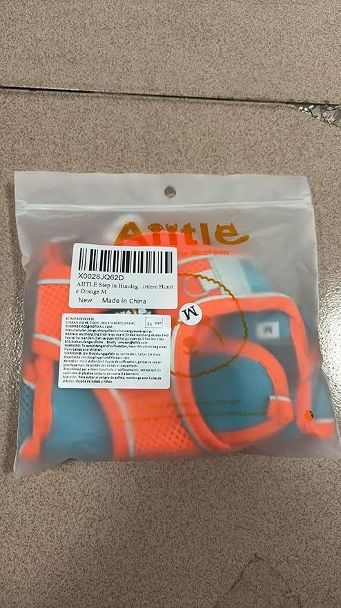 AIITLE Step in Dog Harness and Leash Set - Spring No Pull Escape Proof Vest Harnesses with Soft Mesh and Reflective Bands, Adjustable Pet Outdoor Harnesses for Small and Medium Dogs Orange M