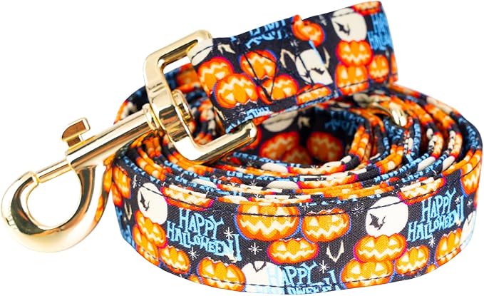 Tunkoo Happy Halloween Dog Leash with Pumpkin - Durable, Stylish, and Available in Small, Medium, Large Daily Walking M