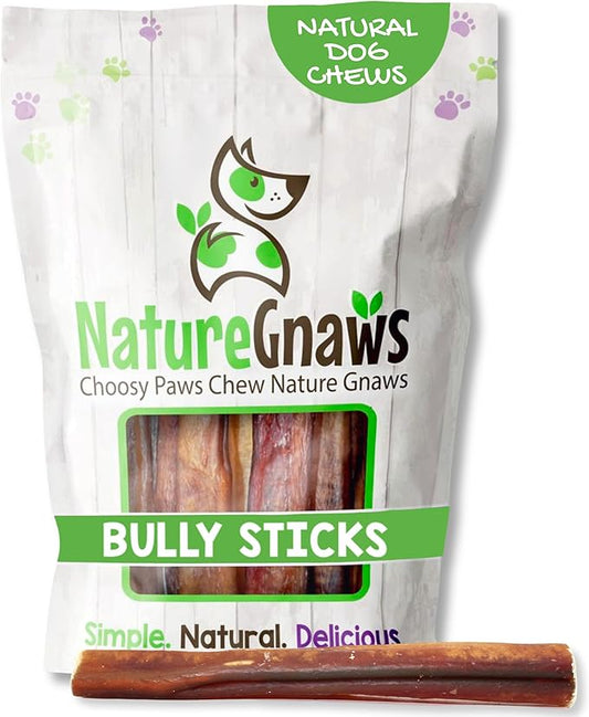 Nature Gnaws Extra Large Bully Sticks for Dogs 5-6" (3 Count) - Thick Long Lasting for Aggressive Chewers and Heavy Chewers - Natural Beef Dog Chew Bones