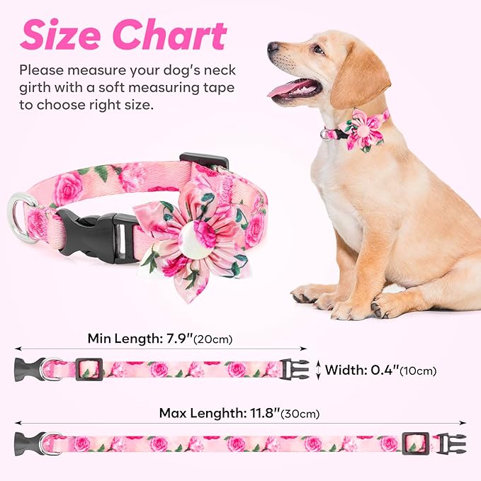 XS Dog Collar Fancy Floral Boy Dog Collar with Sunflower Bowtie Dog Collar for Cute Boy Male Cats Dogs Puppy Collars for Litter