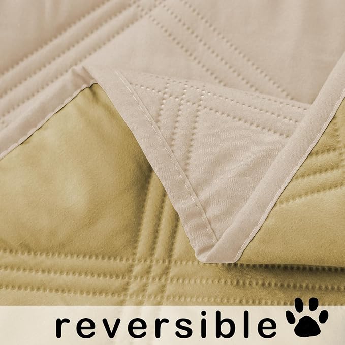 fuguitex Waterproof Dog Blanket Reversible for Small Dogs Resistant Leakproof Washable Couch Cushion Bed Protector Cover for Indoor Furniture Pet Friendly(40"*50",Beige+Taupe