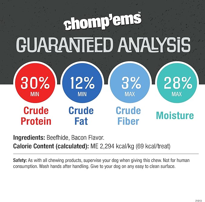 CHOMP 'EMS Ruffin' It 21013 Purehide Dog Chew, Size 12