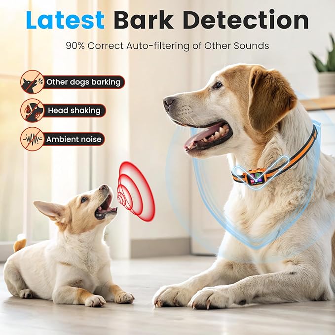 Dog Bark Collar - for Large Medium Small Dogs, Rechargeable Smart Bark Collar, Anti Barking Device for Large Dogs, Dog Training Collars with Beep Vibration and Shock & Adjustable A/B Sensitivity