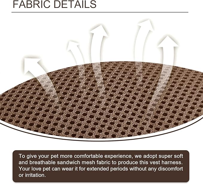 Vest Harness Leash Set for Small Dog Large Cat, Kitten Escape Proof Adjustable Jacket with Lead for Puppy Fat Cat Outdoor Walking, Soft Breathable Mesh Coat with Reflective Strip,XL Brown