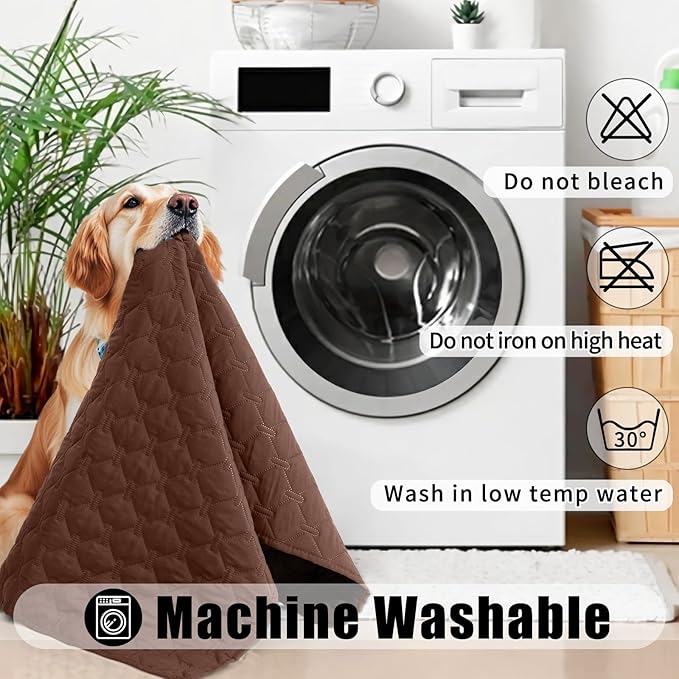 Smiry Waterproof Dog Bed Cover Blanket, Soft Reversible Pet Blanket, Washable Leakproof Cats Dogs Couch Cover for Sofa, Couch, Furniture (52x82 Inch, Brown/Chocolate)