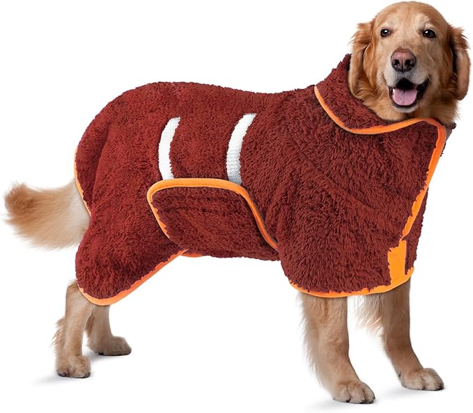 Bienbee Dog Bathrobe, Quick Drying Super Absorbent Dog Robes for After Bath, Warm Keeping Dogs Towel, Dogs Bath Supplies, Red XL