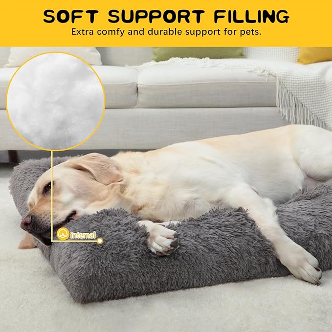 XXL Dog Bed Crate Pad Mat for Cages Washable Bed for Extra Large Size Dog Soft Kennel Pad Anti-Slip Pet Bed,48" x 29",Dark Grey