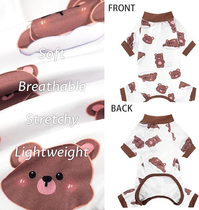 XPUDAC 4 Pack Dog Pajamas for Small Dogs, Puppy Clothes for Boy Girl Strechy Soft Pet Jumpsuit, Cat Onesie-XS