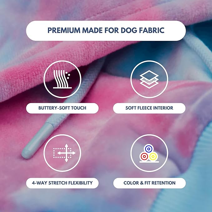 Spark Paws Dog Hoodie - Premium Quality, Buttery Soft, Superior Comfort and Fit, Calming Fleece Interior, Suitable for All Breeds - Snow Cone Skydye - L