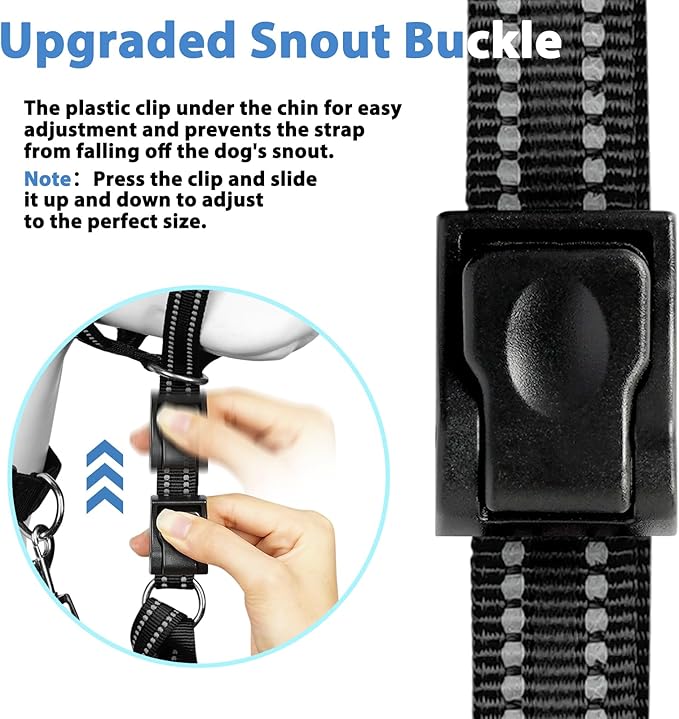 BARKLESS Soft Dog Head Collar, Patented Padded No Pull Head Halter, Training Nose Leash with Safety Link for Medium Large Dogs, Adjustable Muzzle Leash, Easy Control for Walking(Black, XL)