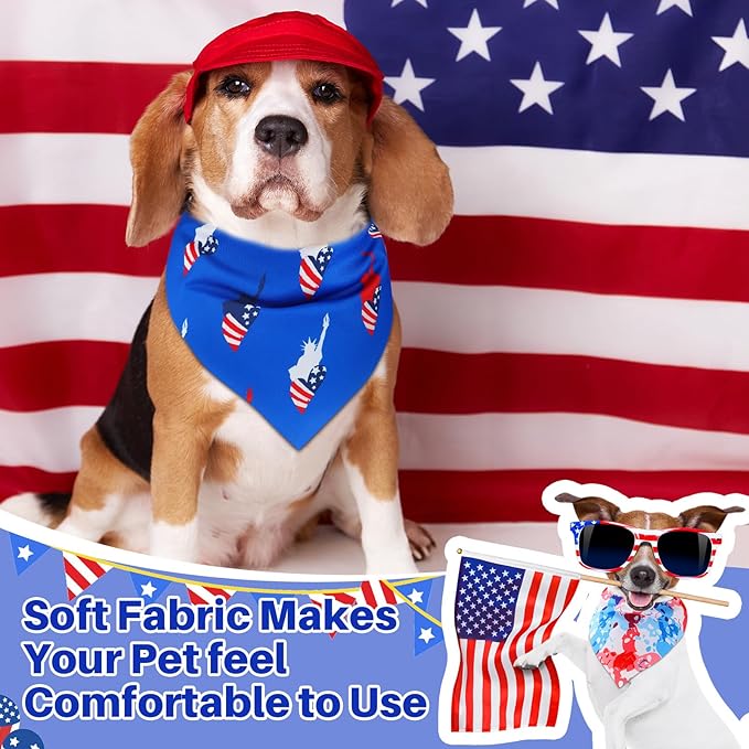 108 Pcs 4th of July Dog Bandanas Bulk Patriotic Bandanas for Dog Independence Day Pet Scarf Bibs Soft Triangle Flag Neckerchief Adjustable Washable Holiday Scarf for Pet Costume Accessories