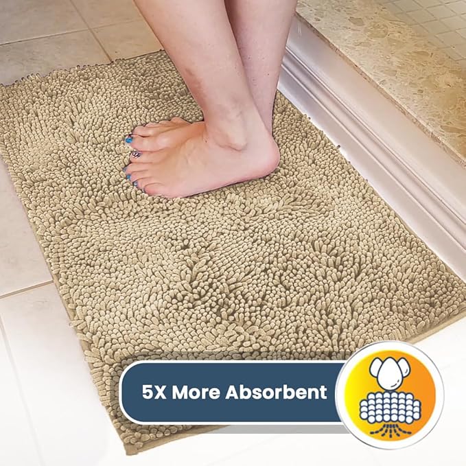 Muddy Mat® Shown on TV – Super Absorbent Microfiber Dog Door Mat for Muddy Paws, Non-Slip Washable Pet Rug, Quick Dry Chenille Entryway Carpet, Machine Washable Indoor Outdoor Doormat, Beige 72"x48"
