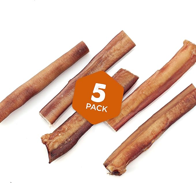 Best Bully Sticks Hickory Smoked Thick 6 Inch Bully Sticks - 5 Count (Pack of 1) - Natural, Grain and Odor-Free, Smoky Aroma, No Additives, Grass-Fed