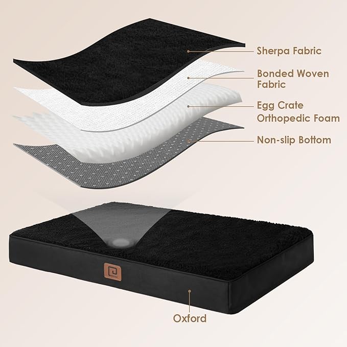 EHEYCIGA Orthopedic Medium Dog Beds for Small Dogs with Removable Washable Cover for Crate, Black, 30x20