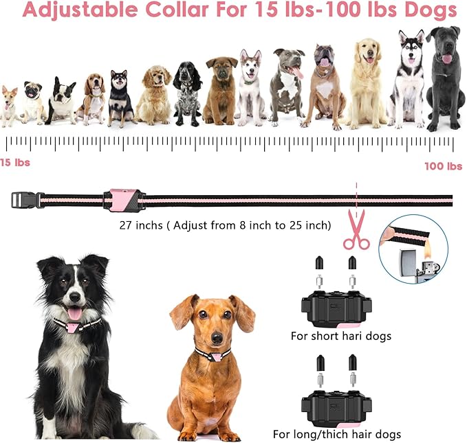 Shock Collar for Dogs, IP67 Waterproof Dog Training Collar with Remote, 3 Training Modes with Beep, Vibration, and Safe Static, Rechargeable E Collar for Large Medium