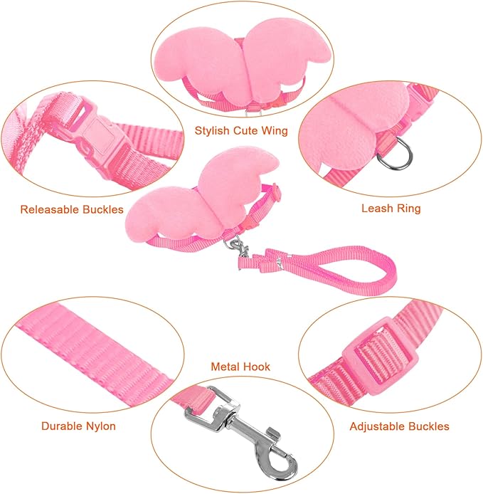 KAMA BRIDAL Duck Walking Harness and Leash Chicken Duck Outdoor Training Rope Adjustable Rope for Pet Poultry Hen Cock (M, Pink)