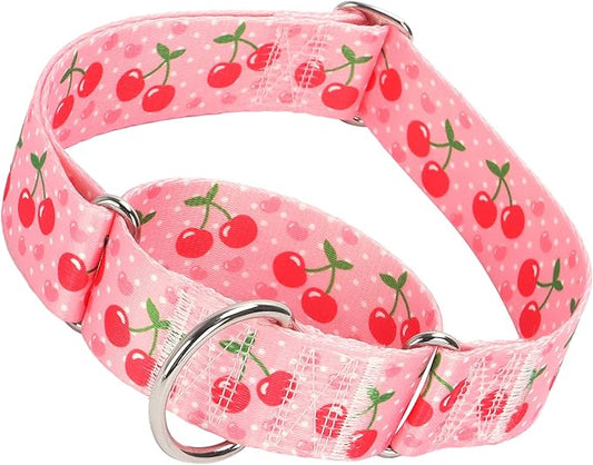 Martingale Dog Collar 1.5 Inch Wide - Pink Cherry Blossom Adjustable Nylon No-Pull Training Collar for Large Dogs, Secure Design for Walking, Hunting & Outdoor Use (Large)