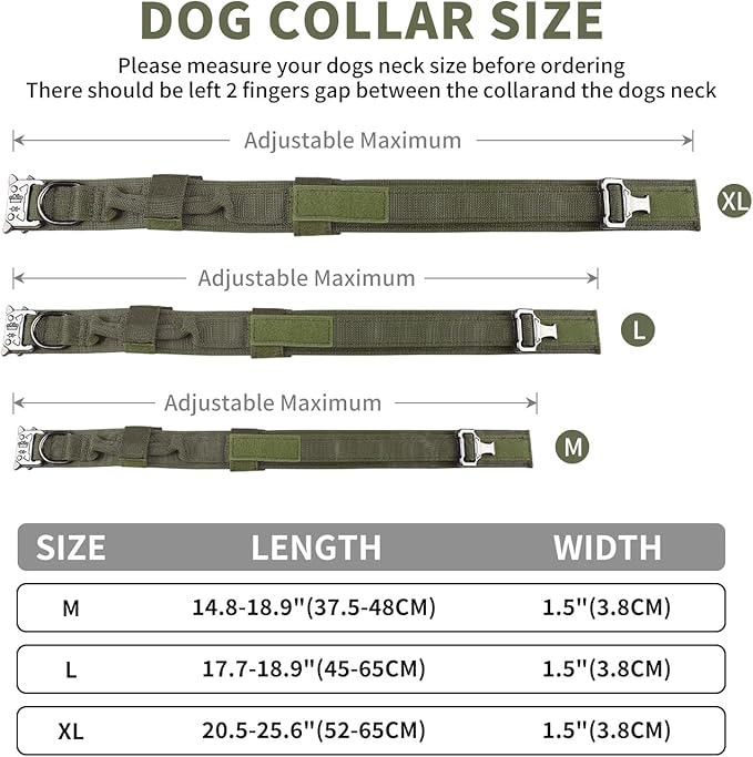 COOYOO Tactical Dog Collar Set, Adjustable Nylon Collar with Control Handle and Heavy Metal Buckle for Medium and Large Dogs