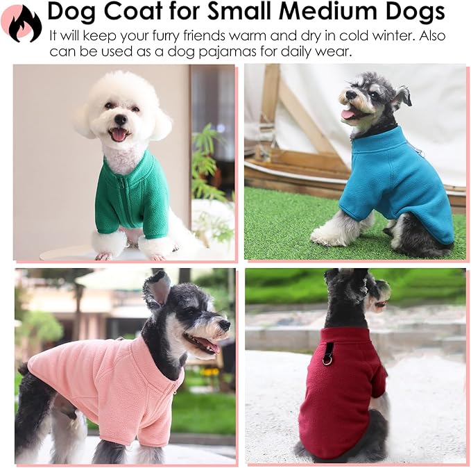 AOFITEE Dog Fleece Sweater, Dog Sweaters for Medium Dogs Girl Boy, Warm Dog Sweater for Dogs Male Female, Fleece Dog Vest Lightweight Dog Winter Jacket Sweatshirt with D-Ring and Turtleneck, L