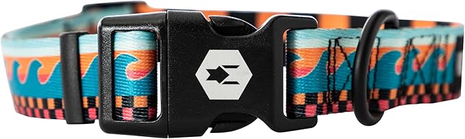 Wolfgang Heavy Duty, Adjustable Dog Collar with Quick Release Nylon Buckle for Walking & Training, BuenaOnda Print, Small