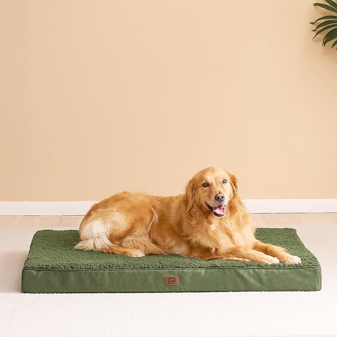EHEYCIGA Orthopedic XL Dog Beds for Extra Large Dogs with Removable Washable Cover for Crate, Dark Green, 41x27
