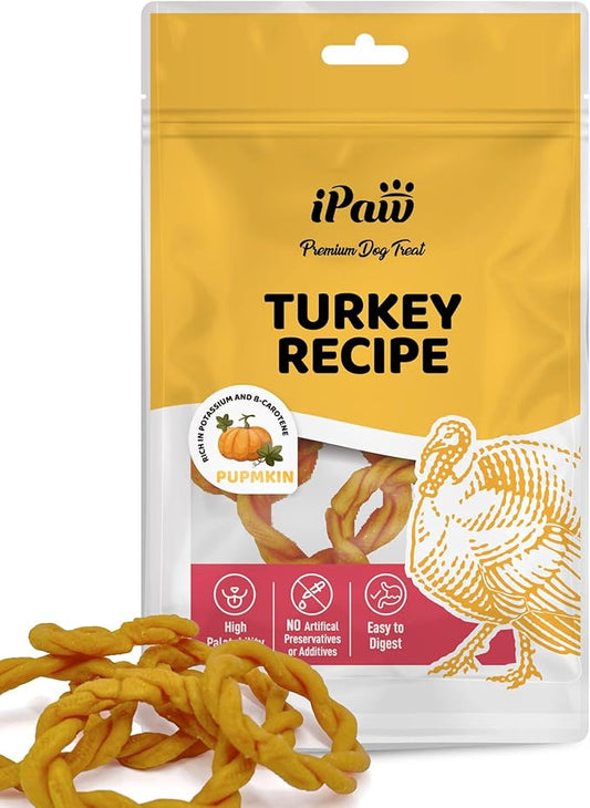 Turkey Dog Treats, All Natural Human Grade Dog Treat, Suitable for Training chew, US Sourced Raw Material, Hypoallergenic, Rawhide Alternative, Ring (Pumpkin)