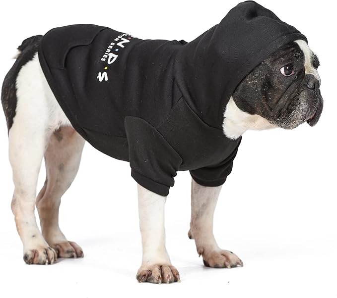 WB Friends Dog Hoodie, Black with Friends Logo, Size Medium with Hood and Pocket for Treats or Waste Bags | Friends Show Pet Products| Pet Clothes for Friends Lovers (FF20719)