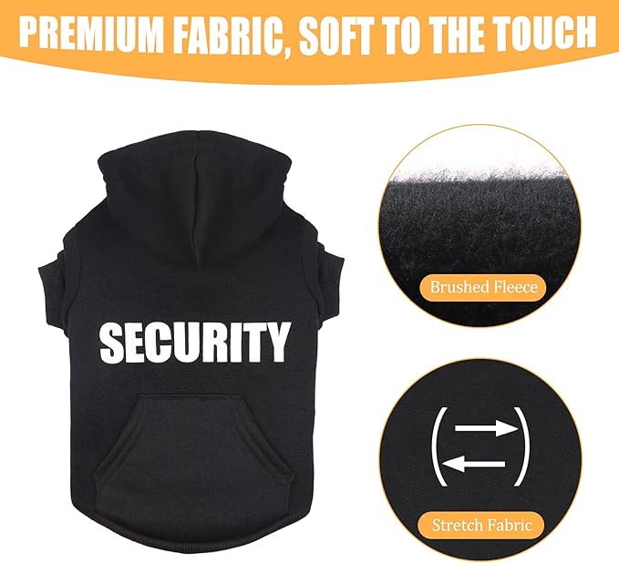 Security Dog Hoodie Dog Sweaters for Large Dogs Soft Brushed Fleece Clothes Hoodie Sweatshirt with Pocket(L)