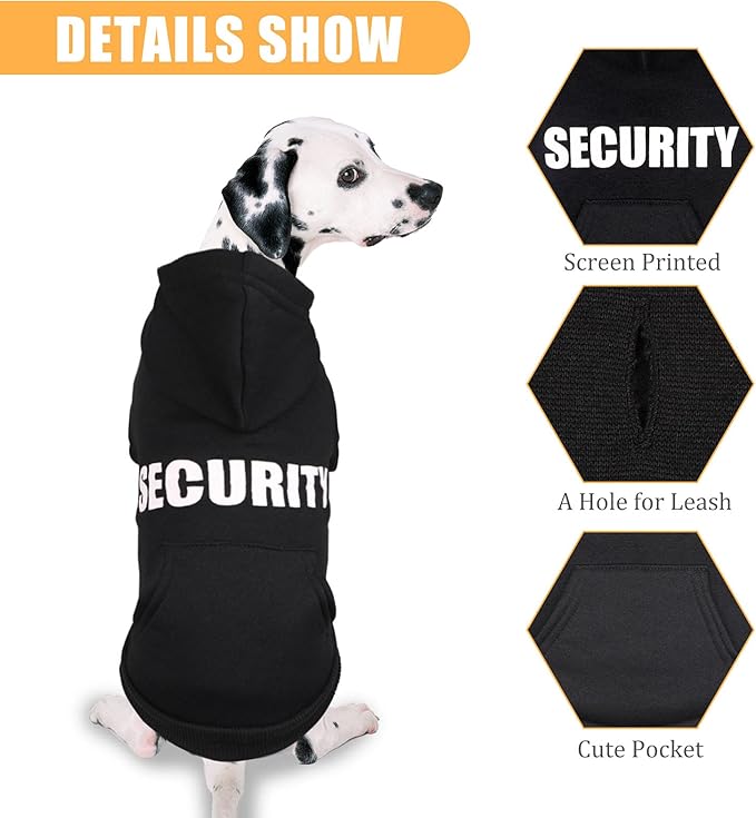 Security Dog Hoodie Dog Sweaters for Large Dogs Soft Brushed Fleece Clothes Hoodie Sweatshirt with Pocket(L)