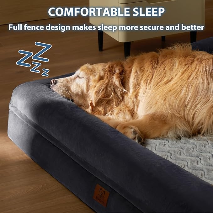 WNPETHOME Washable Dog Beds Large Sized Dog, XXXL Dog Couch, Orthopedic Dog Sofa Bed with Removable & Waterproof Cover, Extra Large Dog Bed with Bolster Sides for Sleeping, Giant Dog Couch with Sides