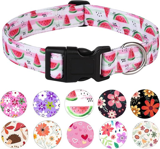 Dog Collar, Adjustable Dog Collar for Small Medium Large Dogs, Cute Puppy Collar for Boy and Girl Dogs, Cute Design for Boys Girls Male Female Dog Pet Collar(Watermelon,XS)