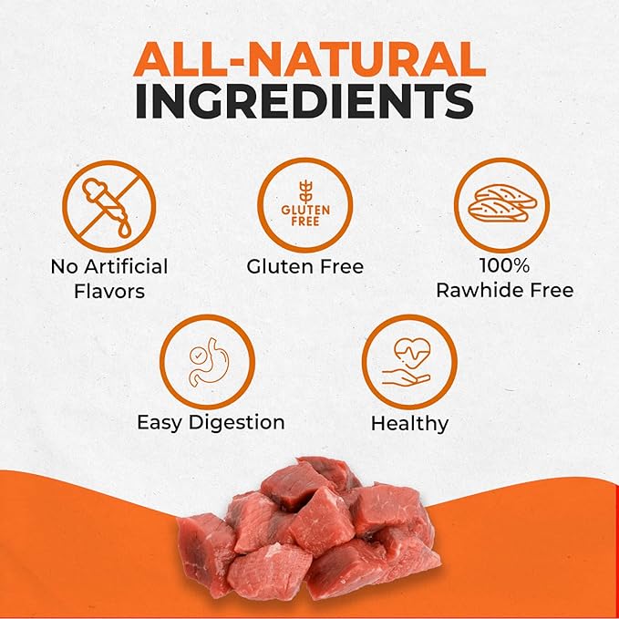 Canine Naturals Beef Chew - Rawhide Free Dog Treats - Made with Real Beef - Poultry Free Recipe - All-Natural and Easily Digestible - 40 Pack of 5 Inch Stick Chews