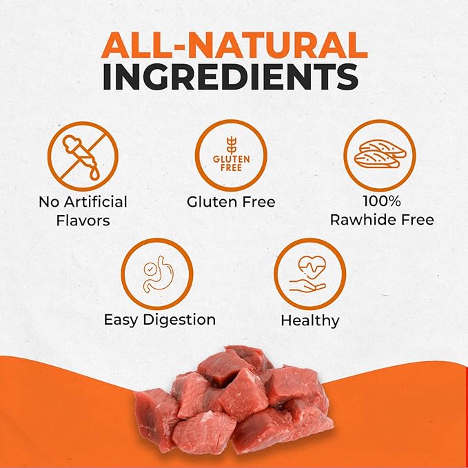 Canine Naturals Beef Chew - Rawhide Free Dog Treats - Made with Real Beef - Poultry Free Recipe - All-Natural and Easily Digestible - 5 Pack of 7 Inch Large Rolls for Dogs 50-75lb