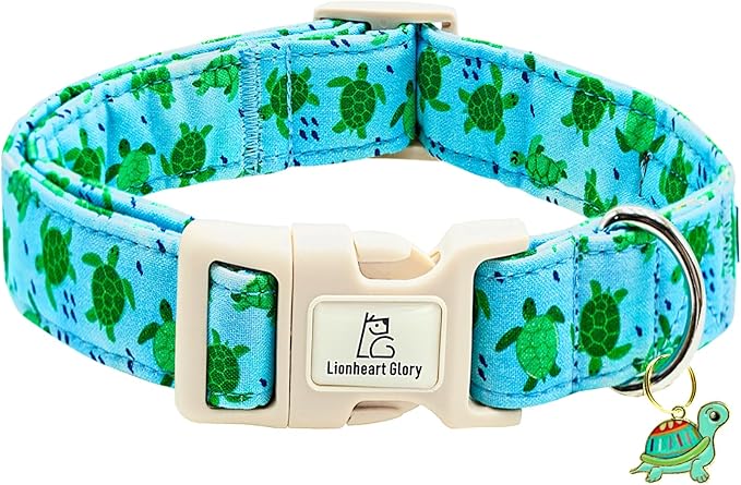 Lionheart glory Dog Collar Blue Sea Turtles Dogs Collar Spring Summer Cute Collars Dog Boy or Girl Soft Durable Adjustable Collars for Medium Dogs Pet Gift