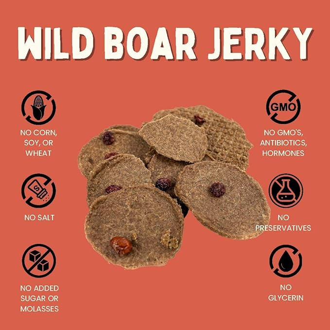 Winnie Lou Organic Jerky - USA Made, Human Grade Wild Boar Dog Treats (2 Pack)