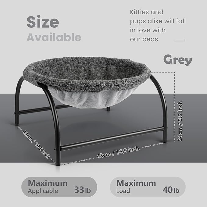 Cat Bed Dog Bed Pet Hammock Bed Kitty Sleeping Cat Supplies Pet Supplies Whole Wash Stable, Detachable, Breathable, Easy Assembly Indoors Outdoors, 16.9 in x 16.9 in x 9.5 in
