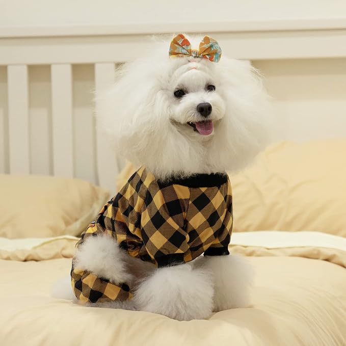 CuteBone Thanksgiving Dog Pajamas Costumes Pet Clothes Cat Apparel Shirt Winter Holiday Cute Pjs Outfits for Doggie Onesies P261S