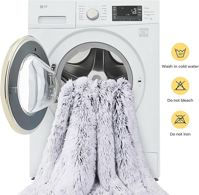Luciphia Large Waterproof Dog Blanket for Pet Washable Liquid Proof Furniture Protector Shaggy Plush Calming Long Faux Fur Bed Cover for Couch Calming Cat Blankets for Medium, Mist Grey, 40" x 50"